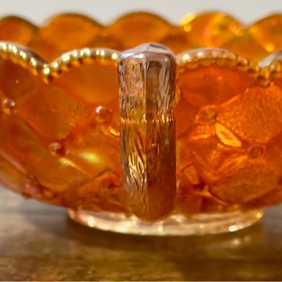 ANTIQUE IMPERIAL CARNIVAL GLASS QUILTED PANSY NAPPY BOWL RUBYGOLD MARIGOLD - Picture 2 of 10